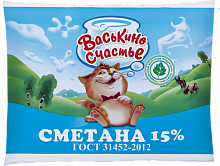 Сметана ВАСЬКИНО СЧАСТЬЕ 15%, 250г