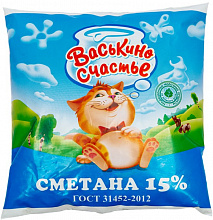 Сметана ВАСЬКИНО СЧАСТЬЕ 15%, 450г