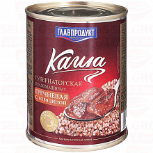 Каша ГЛАВПРОДУКТ гречневая с говядиной, 340г