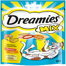 Лакомство для кошек DREAMIES с лососем и сыром, 60г