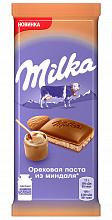 Шоколад молочный MILKA SENSATIONS ореховая паста из миндаля и соленый миндаль, 85г