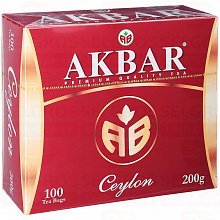 Чай чёрный AKBAR цейлон 100х2г, 200г