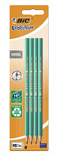 Карандаш чернографитовый BIC HB зеленый корпус 4 штуки