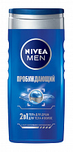 Гель NIVEA MEN для душа мужской 2В1  пробуждающий  для тела и волос, 250мл