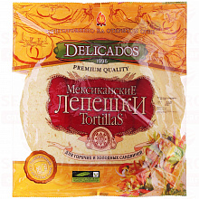 Лепешки тортильи DELICADOS сырные, 400г