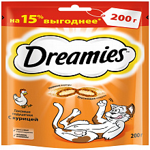 Лакомство для кошек DREAMIES с курицей, 200г