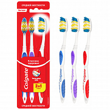 Щетка зубная COLGATE CLASSIC DEEP CLEAN классика здоровья средней жесткости, 3 штуки