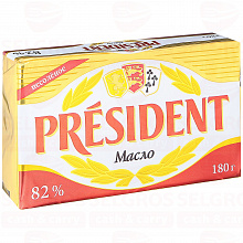 Масло кислосливочное PRESIDENT 82%, 180г